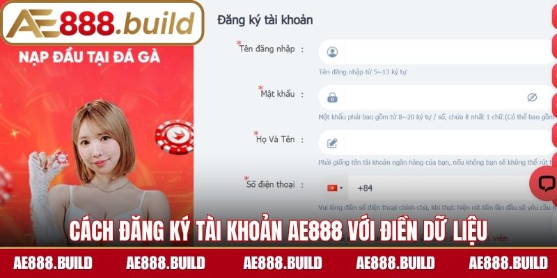 Cách đăng ký tài khoản AE888 với điền dữ liệu
