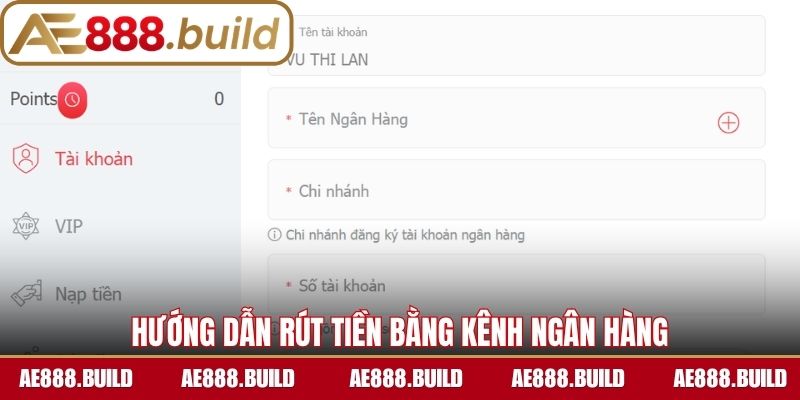 Hướng dẫn rút tiền bằng kênh ngân hàng